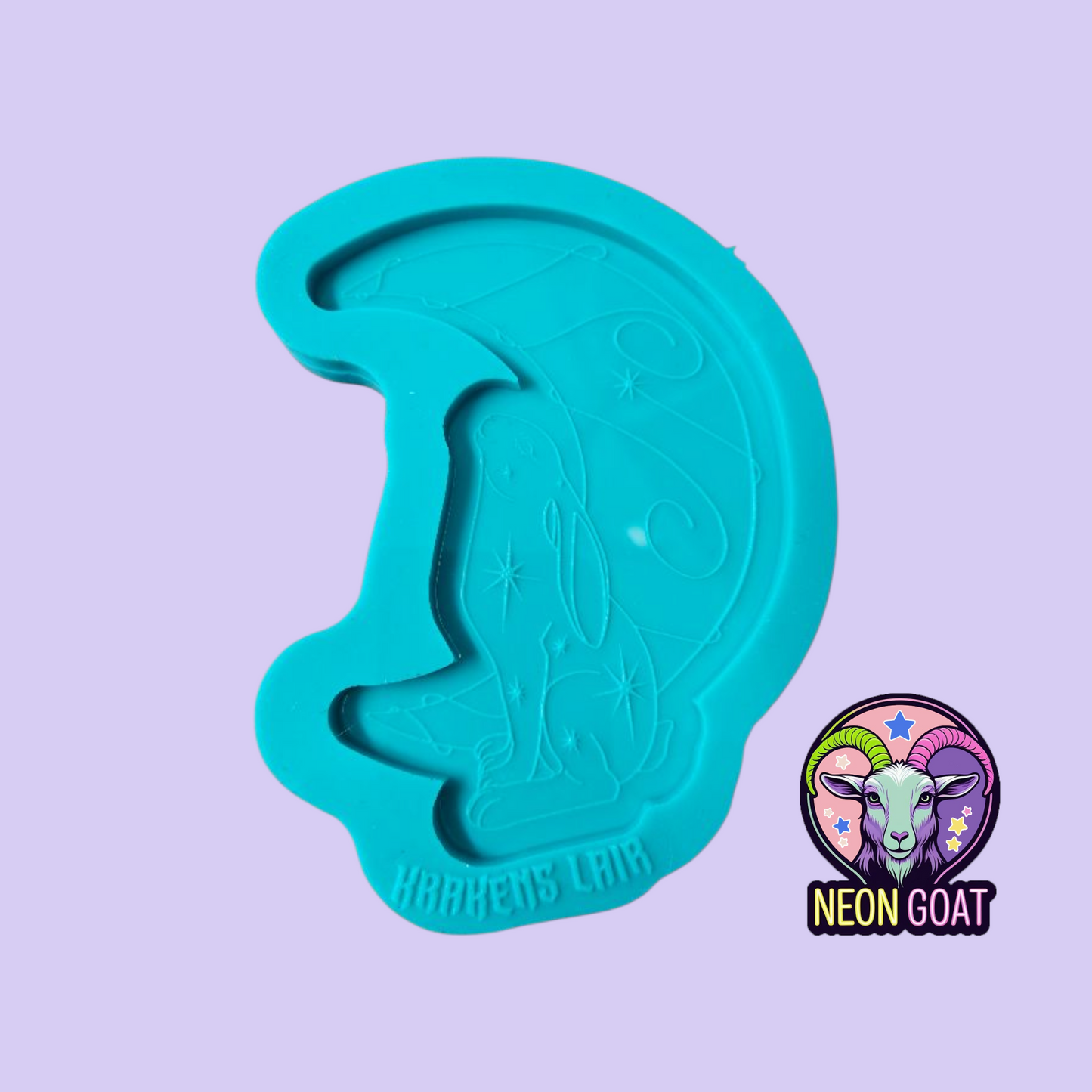 Moonlit Hare Celestial Mould | Witchy Gothic Occult Silicone Mold 15x11cm for Resin, Polymer Clay, UV Resin, Wax, Soap, Plaster | Finished Size 13x9cm