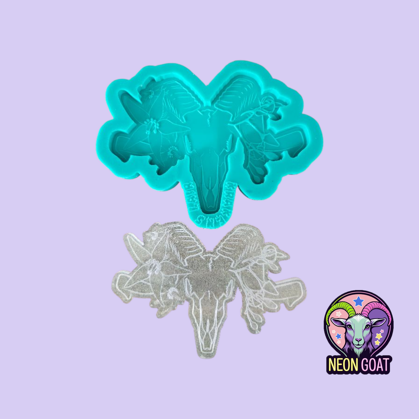 Sheep Ram Skull Floral Silicone Mold 5.5x4in | Gothic Resin Mould | Witchy Pagan Wall Art, Soap, Candle, Plaster, Clay