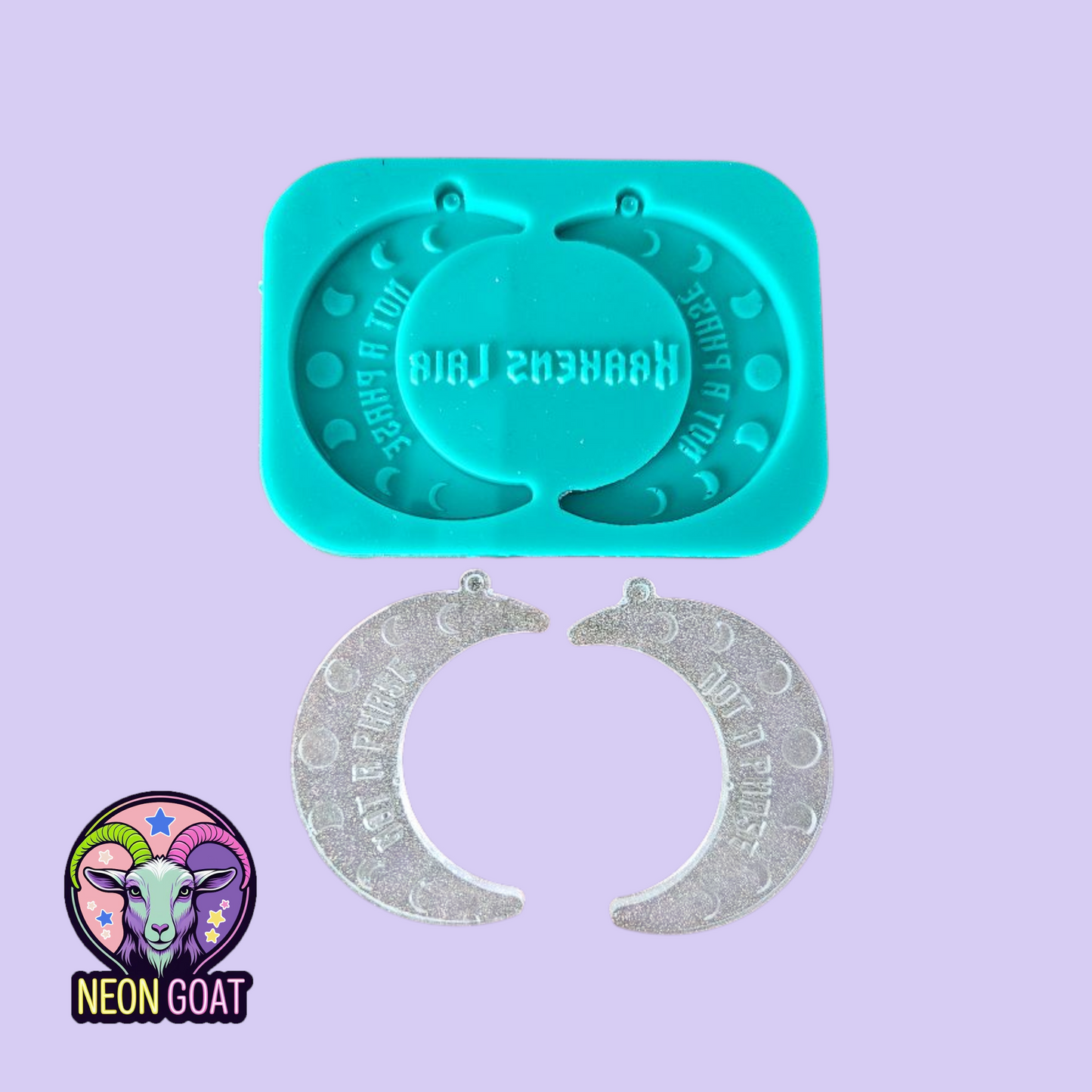 Not A Phase Moon Earrings Mould | 9x6cm Silicone Mold for Resin, Polymer Clay, UV Resin, Wax, Soap, Plaster | Jewellery Making