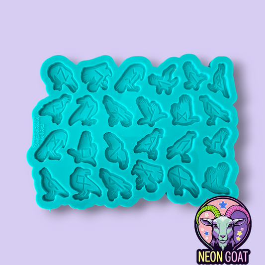 Large Raven Runes Silicone Mold | Palette Mould for Resin, Wax, Chocolate, Clay, Mixed Media & Craft Toppers