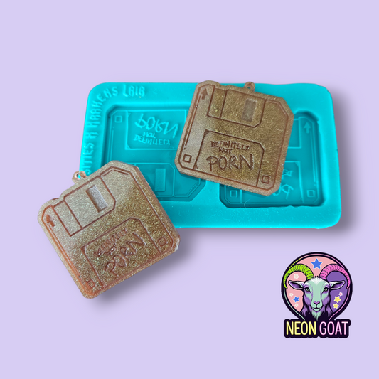 Definitely Not Porn Floppy Disk Silicone Earring Mould | Retro NSFW Resin, Wax, Chocolate, Clay Craft Mould