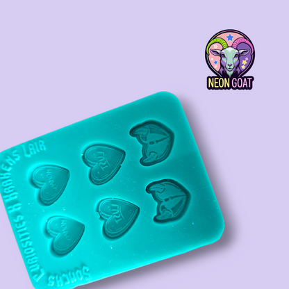 Heart Kink Fetish Mould | Lust Horny Devil Heart | 6x9cm Silicone Mold for Resin, Polymer Clay, UV Resin, Wax, Soap, Plaster | Finished Size 2x2cm