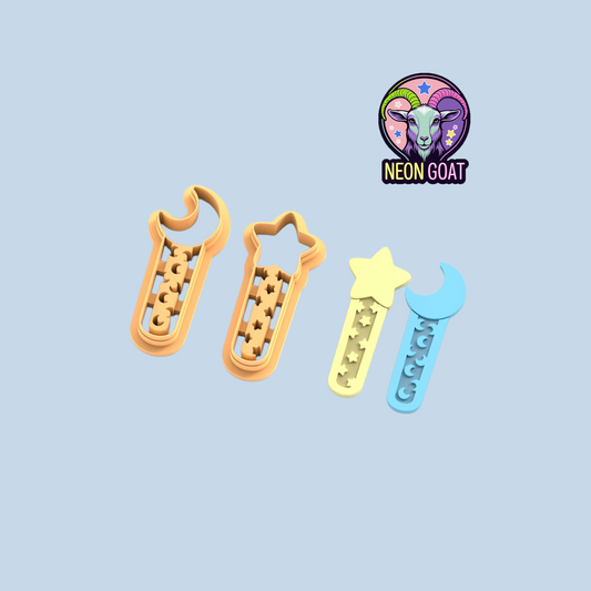 Moon and Star Bookmark Cutter – Polymer Clay Cutter, Book Lover Gift, Clay Tools, Earring & Charm Cutter